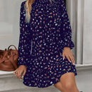 Frenchy Vestido smock con estampado de manga farol bajo con fruncido