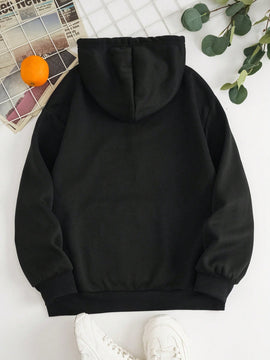 Ezwear capucha unicolor con bolsillo de canguro con cordon con forro termico