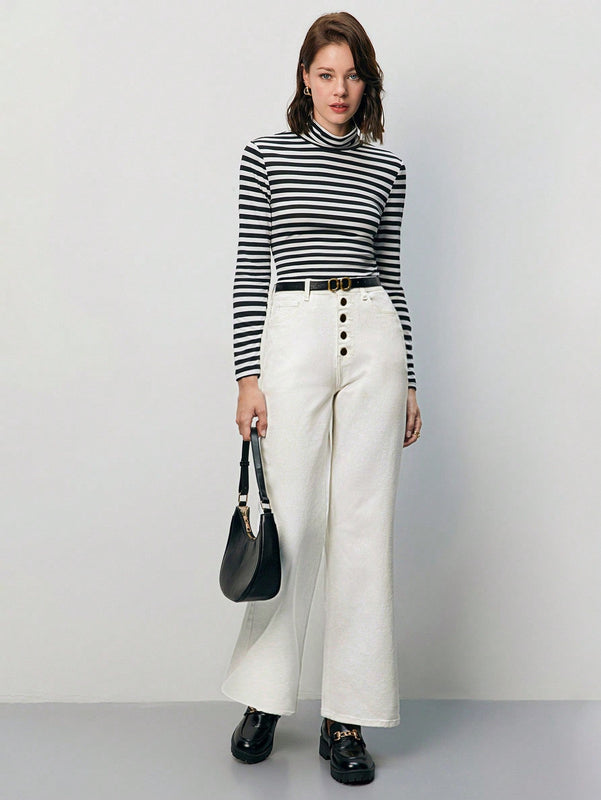 Frenchy Jeans de pierna amplia con boton