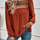 LUNE Blusa con estampado geometrico fruncido de cuello alto de manga farol