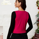 EZwear Chaleco de punto con patron de rombo con boton delantero sin camiseta