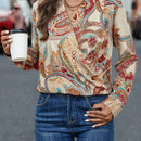 EMERY ROSE Blusa cruzada con estampado de paisley de cuello cruzado