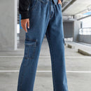 EZwear Jeans cargo de cintura doblada con bolsillo con solapa