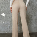 Pantalones de pierna ancha de punto acanalado solido