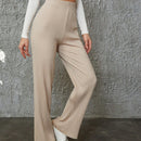 Pantalones de pierna ancha de punto acanalado solido