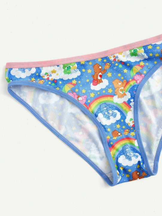 Conjunto De Brasier Y Ropa Interior Con Estampado De Dibujos Animados