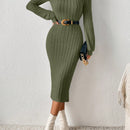 Frenchy Vestido ajustado de cuello cisne de manga farol sin cinturon