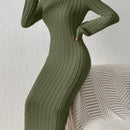 Frenchy Vestido ajustado de cuello cisne de manga farol sin cinturon