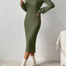 Frenchy Vestido ajustado de cuello cisne de manga farol sin cinturon
