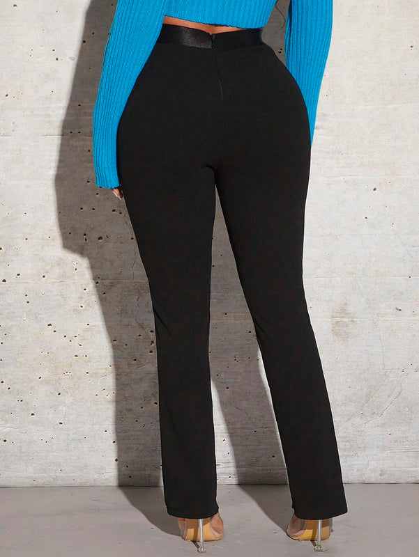 SXY Pantalones Largos De Cintura Alta Para Mujeres Con Dobladillo Dividido Para Fiesta