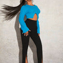 SXY Pantalones Largos De Cintura Alta Para Mujeres Con Dobladillo Dividido Para Fiesta