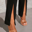 SXY Pantalones Largos De Cintura Alta Para Mujeres Con Dobladillo Dividido Para Fiesta