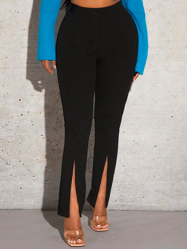 SXY Pantalones Largos De Cintura Alta Para Mujeres Con Dobladillo Dividido Para Fiesta