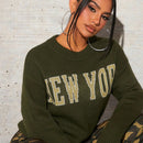 SXY Sweater Con Patron De Letra Y Hombros Caidos