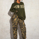 SXY Sweater Con Patron De Letra Y Hombros Caidos