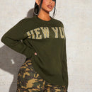 SXY Sweater Con Patron De Letra Y Hombros Caidos