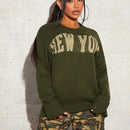 SXY Sweater Con Patron De Letra Y Hombros Caidos