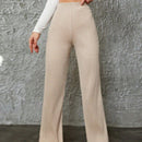 Pantalones de pierna ancha de punto acanalado solido