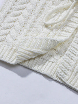 Moosta cardigan informal de manga de globo con nudo delantero de unicolor para otono/invierno