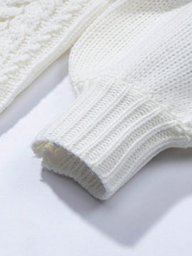 Moosta cardigan informal de manga de globo con nudo delantero de unicolor para otono/invierno