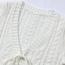 Moosta cardigan informal de manga de globo con nudo delantero de unicolor para otono/invierno