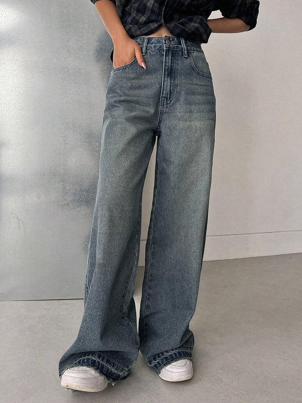 Dazy Star Jeans con bolsillo oblicuo de pierna ancha