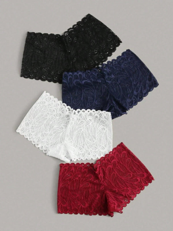 4 Piezas Todo Encaje Sexy Boyshort Para Mujer