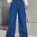 EZwear Jeans cargo con bolsillo lateral con solapa