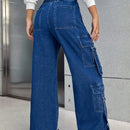 EZwear Jeans cargo con bolsillo lateral con solapa