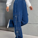 EZwear Jeans cargo con bolsillo lateral con solapa