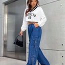 EZwear Jeans cargo con bolsillo lateral con solapa