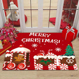 1 Felpudo Con Estampado Navideño De Terciopelo De Cristal, Alfombra Suave Con Antideslizante Resistente A Las Manchas, Para Entrada Principal, Sala De Estar, Dormitorio, Lavable A Máquina, Decoración Del Hogar, Decoración De La Habitación, Alfombra De Na