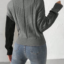 Prive cardigan cruzado con bloqueo de color y nudo frontal, para otono/invierno