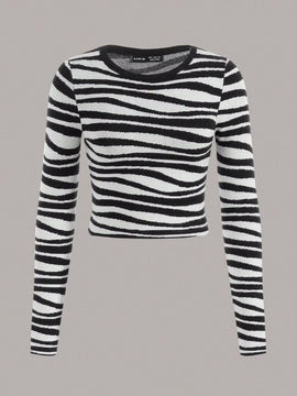 EZwear Jersey crop con patron de rayas