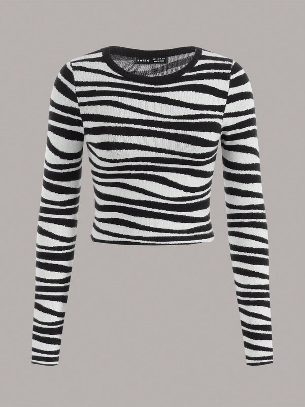 EZwear Jersey crop con patron de rayas