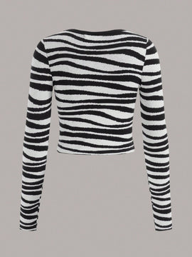 EZwear Jersey crop con patron de rayas