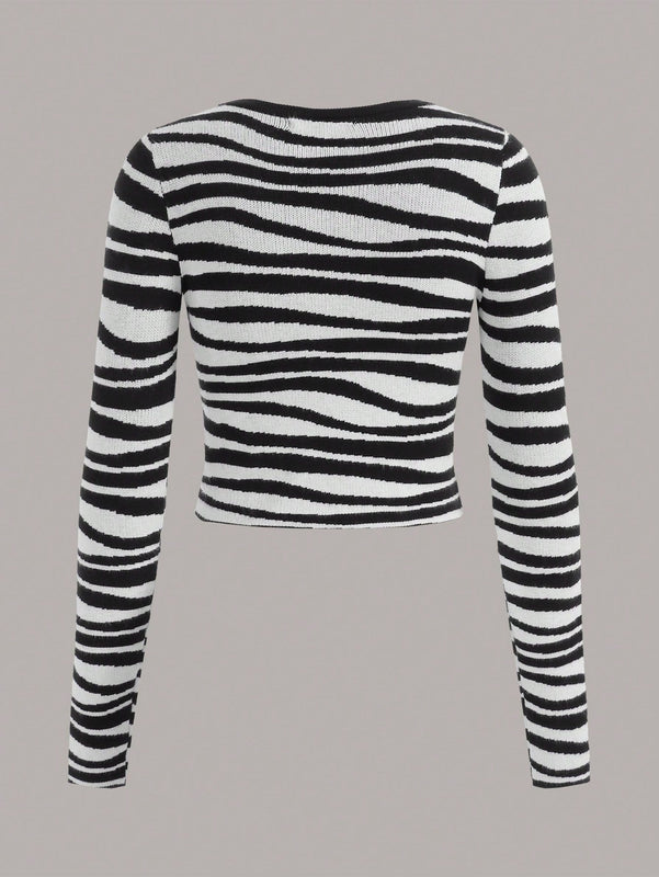EZwear Jersey crop con patron de rayas