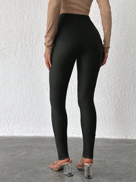 Pantalones ajustados unicolor de talle alto