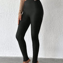 Pantalones ajustados unicolor de talle alto
