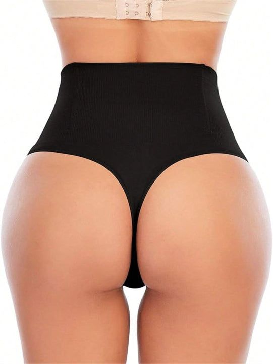 Ropa Interior Reductora De Control De Abdomen De Cintura Alta, Tangas Moldeadoras Para Mujeres, Realzador De Gluteos, Negro