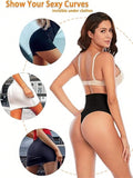 Ropa Interior Reductora De Control De Abdomen De Cintura Alta, Tangas Moldeadoras Para Mujeres, Realzador De Gluteos, Negro