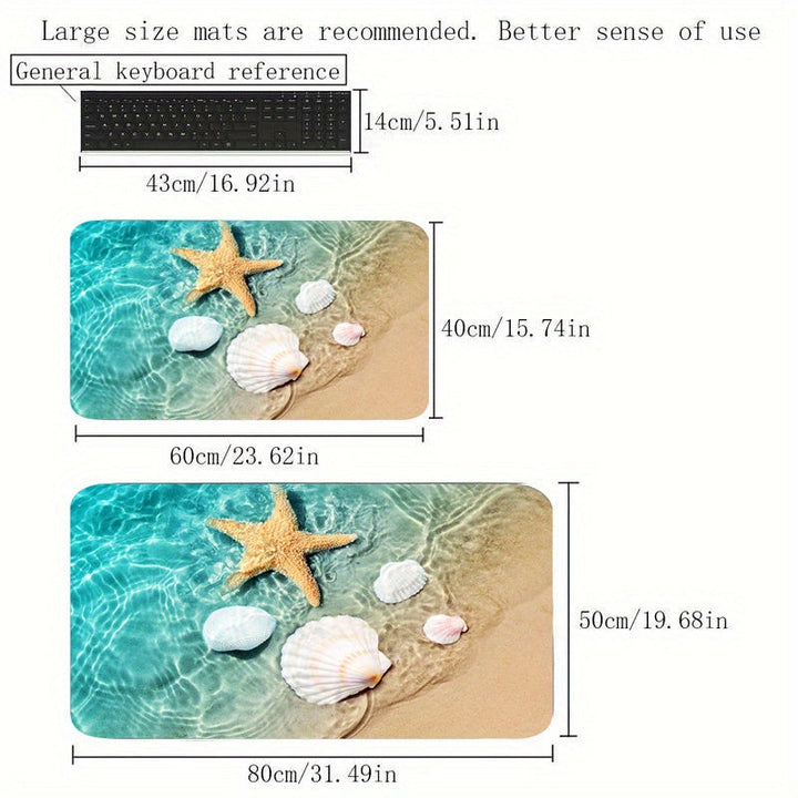 1pc Alfombra Impresa De Estrella De Mar Para Baño, Alfombra Antideslizante Para Baño, Moderna Alfombra De Decoración Para El Hogar, Alfombra Lateral Para Bañera