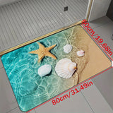 1pc Alfombra Impresa De Estrella De Mar Para Baño, Alfombra Antideslizante Para Baño, Moderna Alfombra De Decoración Para El Hogar, Alfombra Lateral Para Bañera