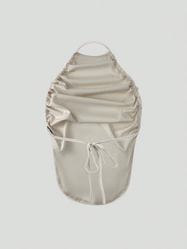 Top halter fruncido de saten de espalda abierta con cordon