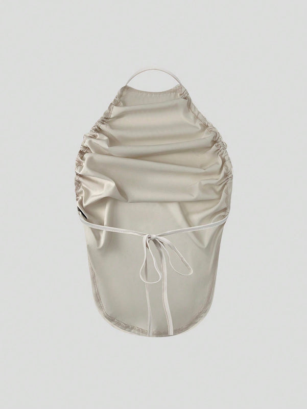 Top halter fruncido de saten de espalda abierta con cordon