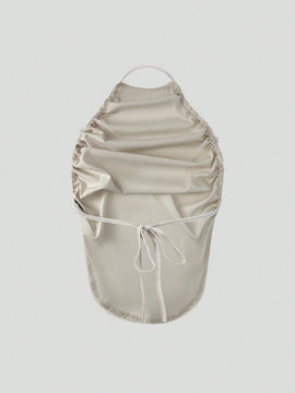 Top halter fruncido de saten de espalda abierta con cordon