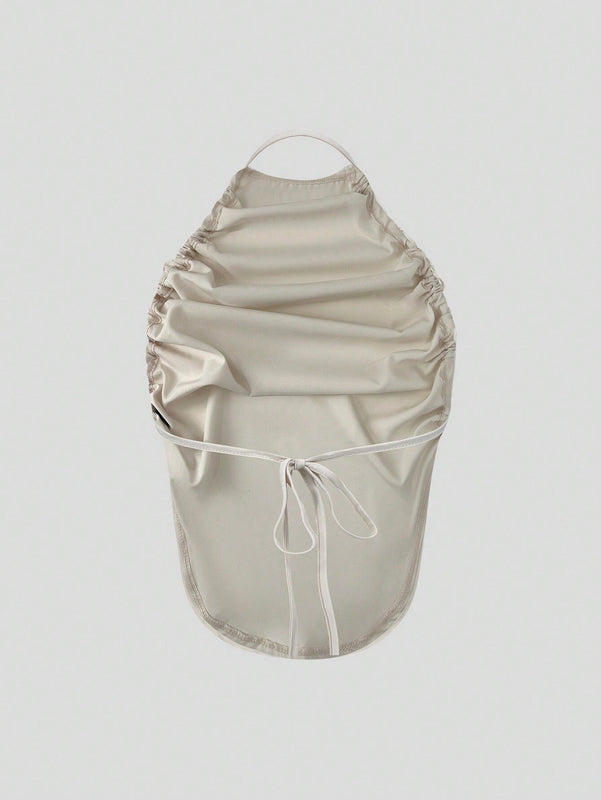 Top halter fruncido de saten de espalda abierta con cordon