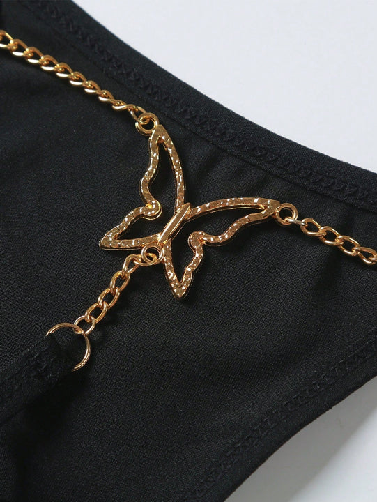Tanga con diseno de mariposa vinculado con cadena