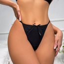 Lenceria De Tanga Con Cordones Contrastantes Y Lazo Frontal