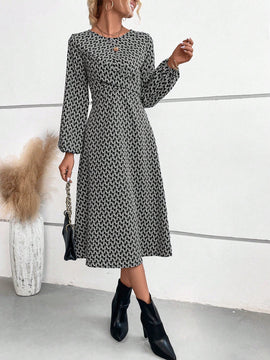 Vestido con estampado de manga farol